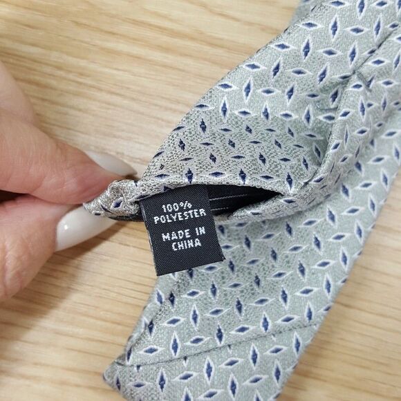 ALFANI Mens Neck Tie Pale Green Diamond Pattern Stain Resistant - Picture 3 of 5